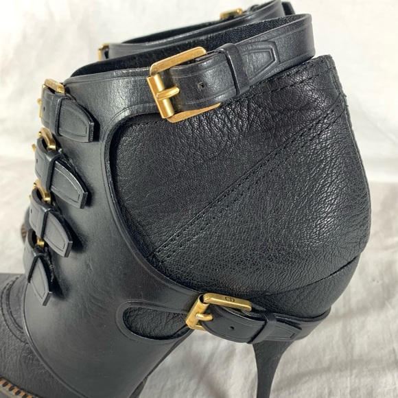 CHRISTIAN DIOR Black Leather Women's Booties - Picture 8 of 14